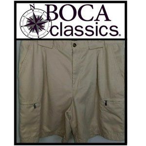 NWT Boca Classics SIZE 40 Khaki CLUB GOLF SHORTS Zip Pockets